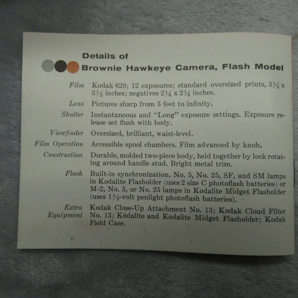 Kodak Brownie Hawkeye Flash Outfit Camera Kit Collectible‎ Untested 1950s VTG